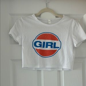 Girl Logo 90s White Cotton Crop Top